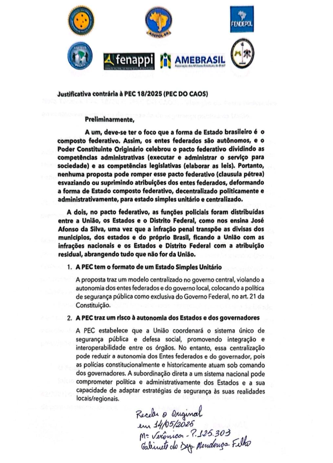 Entidades entregam ao relator da ‘PEC DO CAOS’ nota técnica contrária